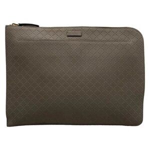 GUCCI Bright Diamante 368564 Gray-Beige PVC Clutch Bag